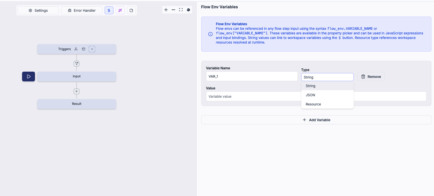 Flow env variables